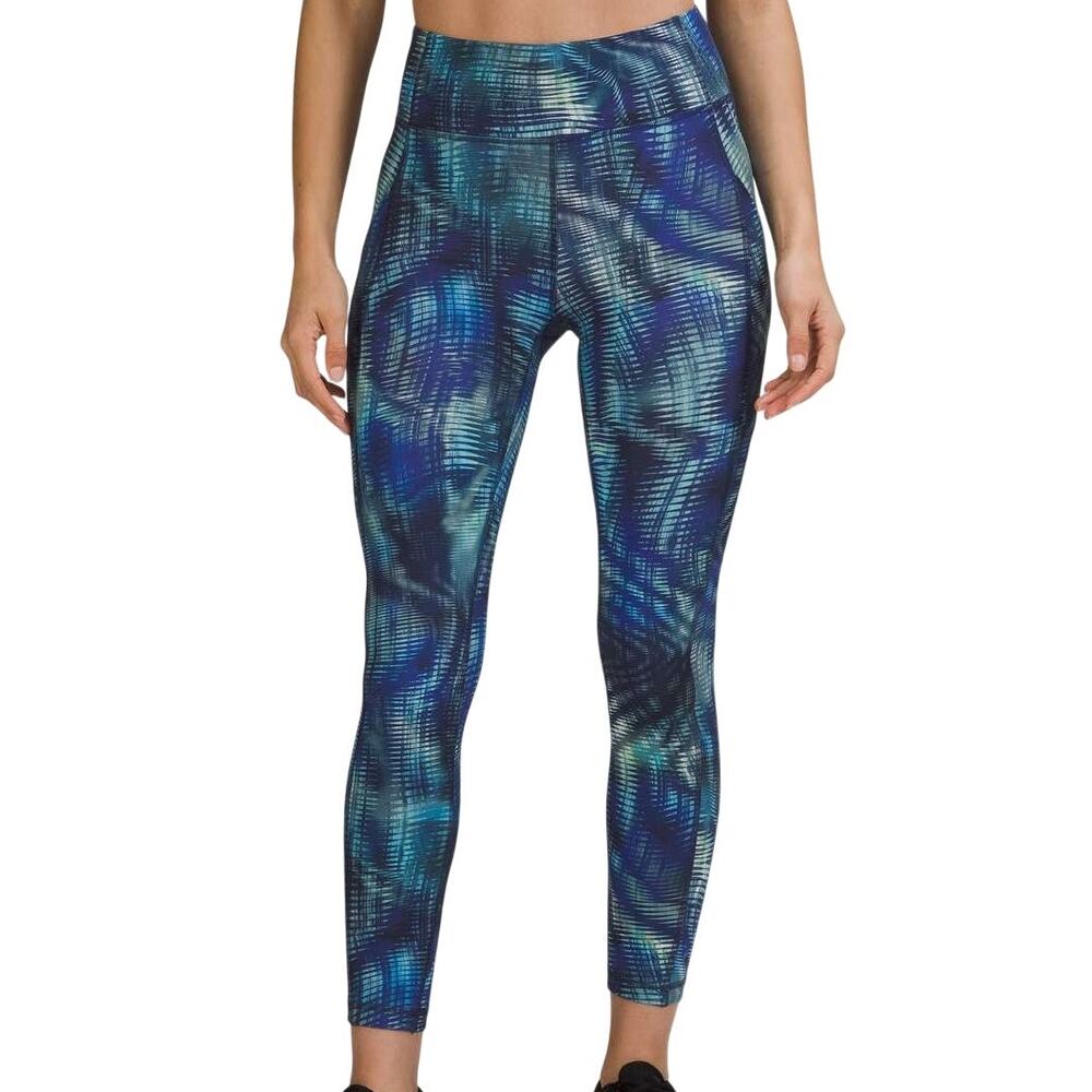 Lululemon Invigorate High-Rise Tight 25" Foil Shapeshifter Blue Multi Sz 20 EUC